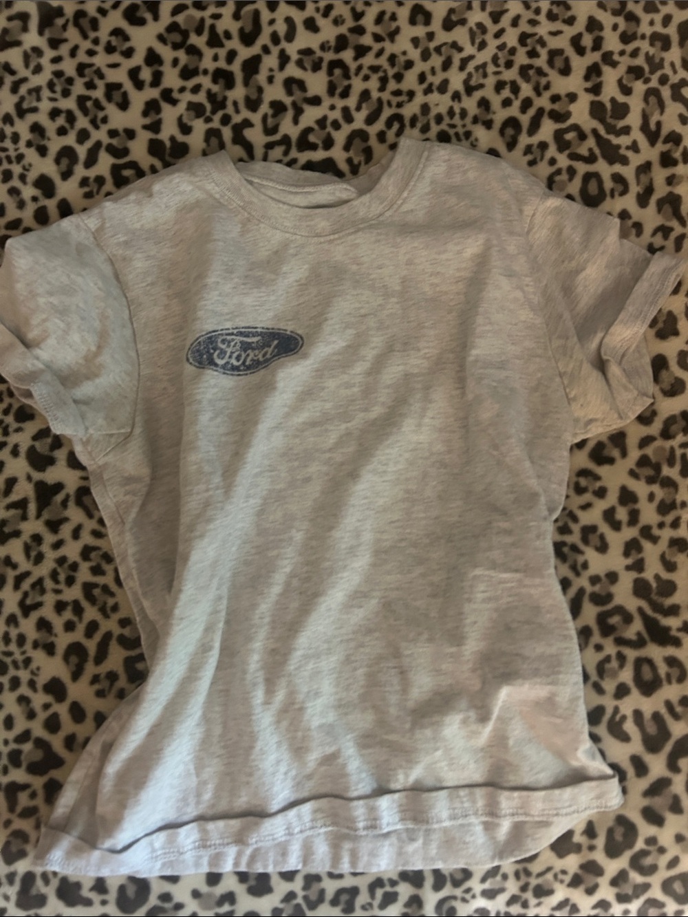 Ford Light Gray Crop Tee with Blue Logo